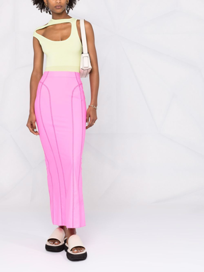 Shop Jacquemus La Jupe Tuba Long Skirt In Pink