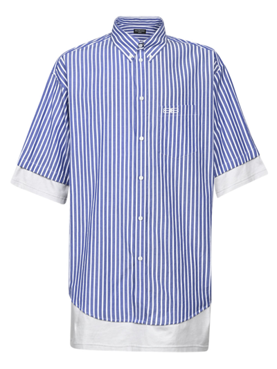 Shop Balenciaga Striped Cotton Shirt In Blue