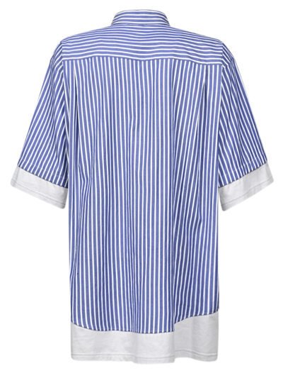 Shop Balenciaga Striped Cotton Shirt In Blue