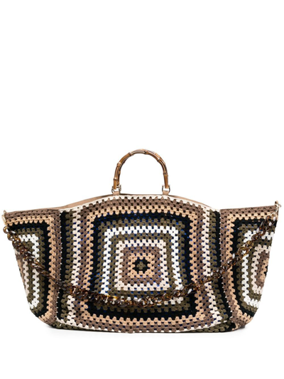 Shop La Milanesa Yuppy Doo Crochet Shopping Bag In Brown