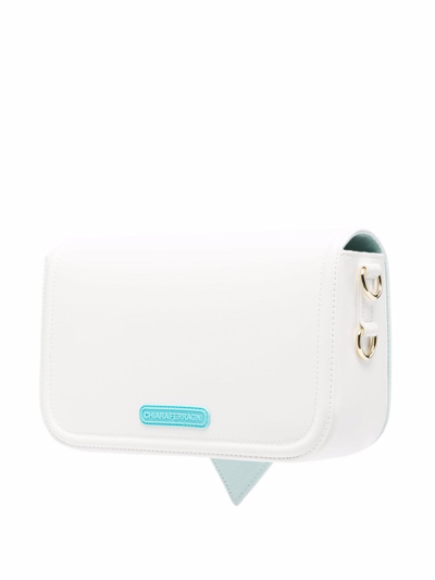 Shop Chiara Ferragni Leather Eyelike Crossbody Bag In White