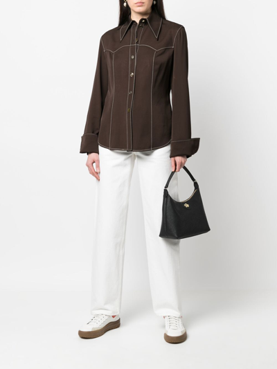 Shop Dkny Carol Leather Shoulder Bag
