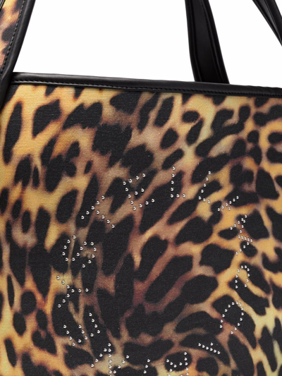 Shop Stella Mccartney Stella Logo Leopard-print Tote Bag In Black