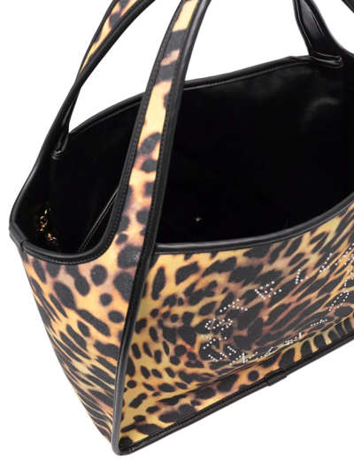 Shop Stella Mccartney Stella Logo Leopard-print Tote Bag In Black