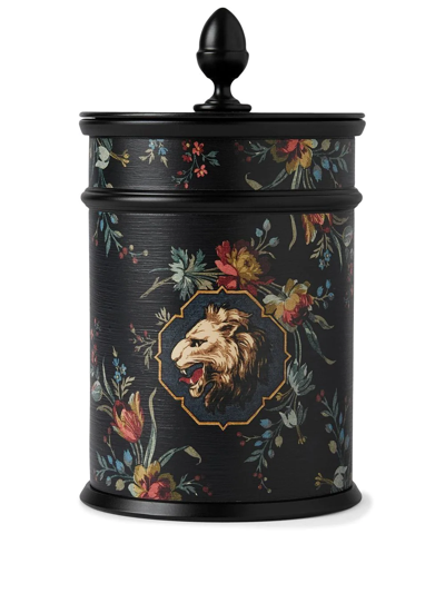 Gucci Esotericum Grotesque Garden Print Mini Basket Candle In Black