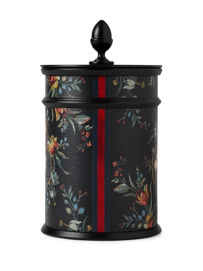 Gucci Esotericum Grotesque Garden Print Mini Basket Candle In Black