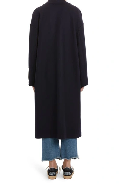 Golden Goose Heraldic Buttons Single-breasted Cocoon Coat In Dark Blue