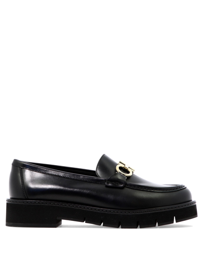 Shop Ferragamo "rolo" Loafers In Black  