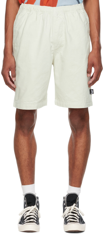 Shop Stussy Off-white Brushed Beach Shorts In Bonebone