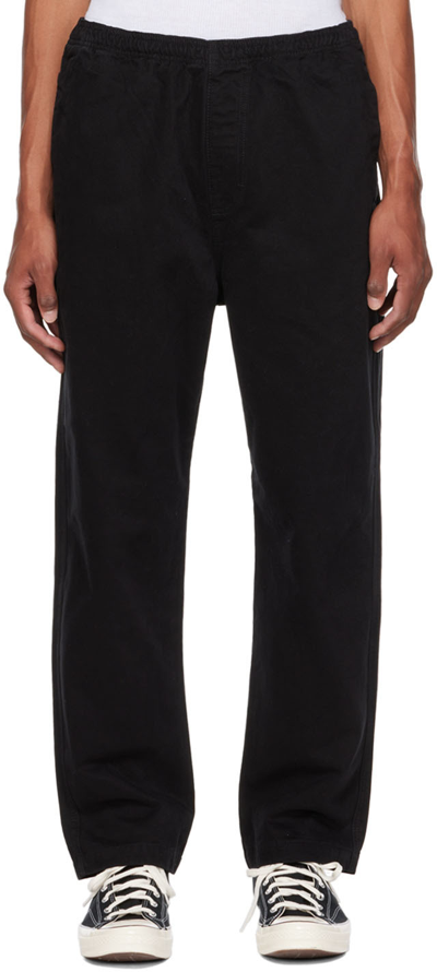 Shop Stussy Black Brushed Beach Trousers
