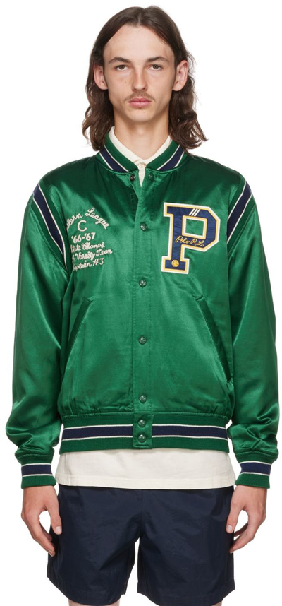 Polo Ralph Lauren Varsity Satin Bomber Jacket In New Forst | ModeSens