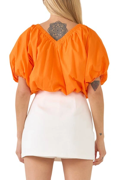 Endless Rose Puff Crop Blouse In Orange