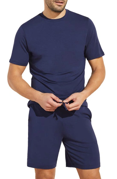 Shop Eberjey Henry Jersey Knit Short Pajamas In True Navy