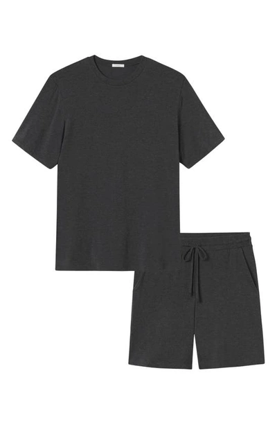 Shop Eberjey Henry Jersey Knit Short Pajamas In Charcoal Heather