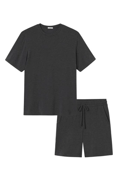 Eberjey Henry Short-sleeved Stretch-jersey Pyjama Set In Charcoal Heather