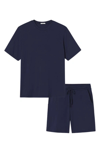 Shop Eberjey Henry Jersey Knit Short Pajamas In True Navy