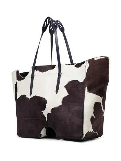 Shop Off-white Meteor Cow Pattern Tote Bag In White Blue