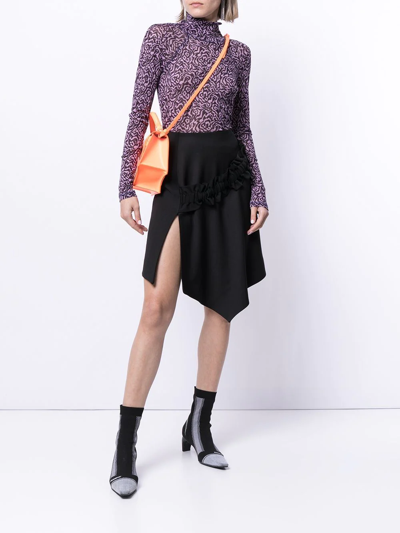 Off-white Gathered Detail Asymmetric Skirt In Black No Color