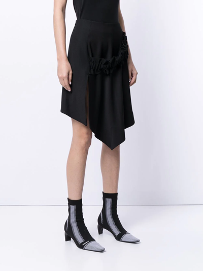 Off-white Gathered Detail Asymmetric Skirt In Black No Color