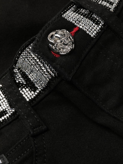 Philipp Plein Logo-embellished High-waist Skinny Jeans In Schwarz