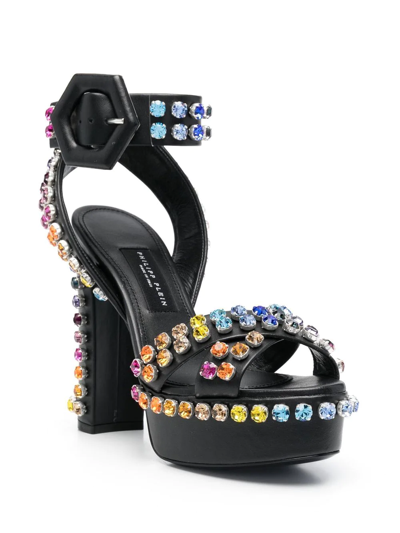 Philipp Plein 135mm Crystal-embellished Platform Sandals In Schwarz