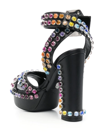 Philipp Plein 135mm Crystal-embellished Platform Sandals In Schwarz