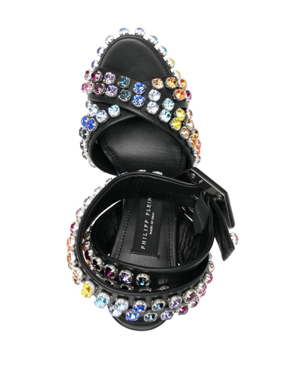 Shop Philipp Plein 135mm Crystal-embellished Platform Sandals In Schwarz