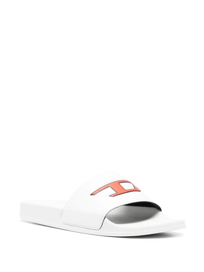 Shop Diesel Embossed-logo Slides In White