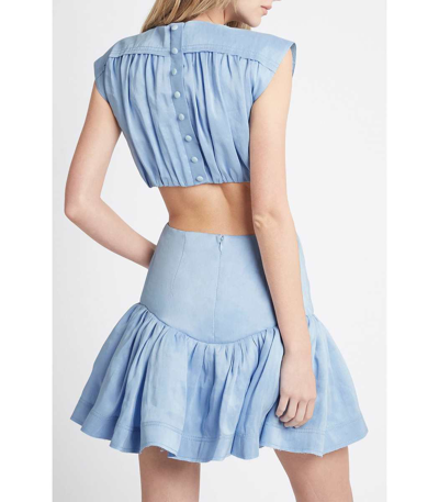 Shop Aje Solstice Cut Out Ring Flip Mini Dress In Powder Blue