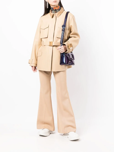 Off-white Single-breasted Belted-waist Coat In Neutrals
