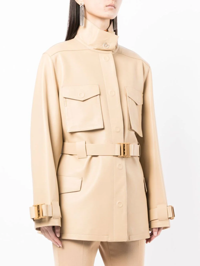 Off-white Single-breasted Belted-waist Coat In Neutrals