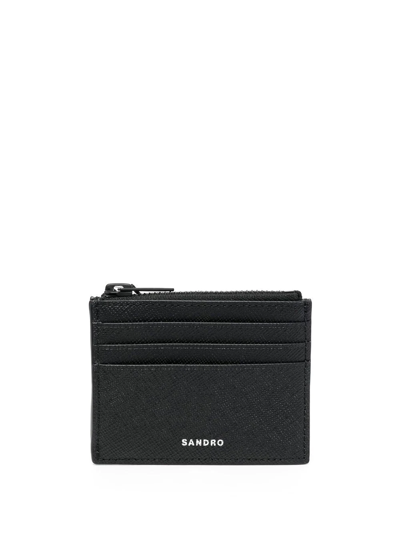 Shop Sandro Logo-lettering Leather Wallet In Schwarz