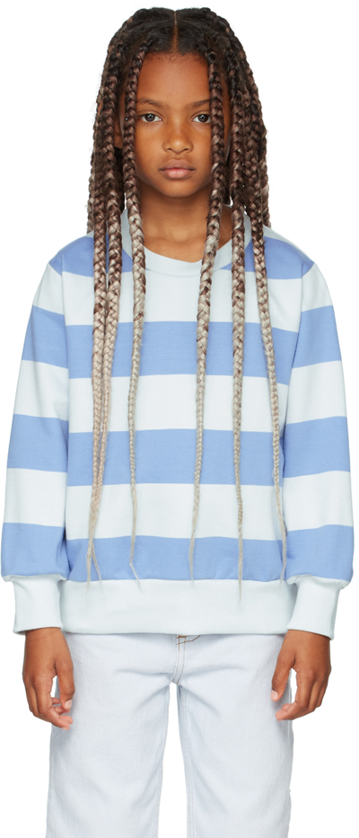Shop Tinycottons Kids Blue & White Big Stripes Sweatshirt In J83 Pale Blue/lilac