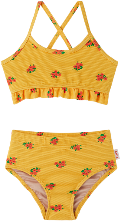 Shop Tinycottons Kids Yellow Flowers Bikini Set In Jc6 Yellow/summer Re