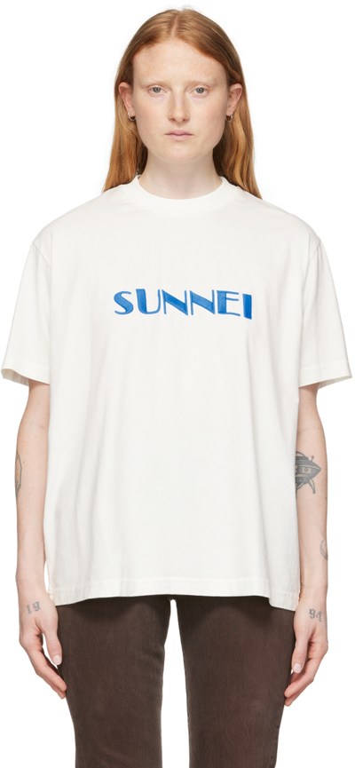 Shop Sunnei Off-white Cotton T-shirt In Off White