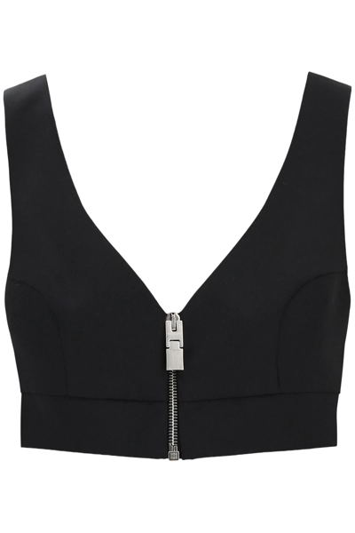 Shop Givenchy Cropped Wool Top With Zip In Black