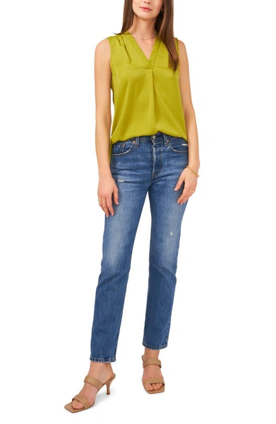 Vince Camuto Rumpled Satin Blouse In Avocado