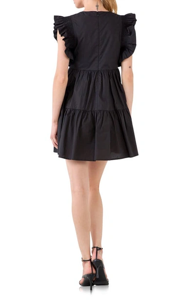 English Factory Babydoll Ruffled Minidress In Black