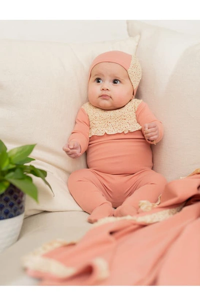 Maniere Speckled Smocked Cotton Blend Footie In Pink
