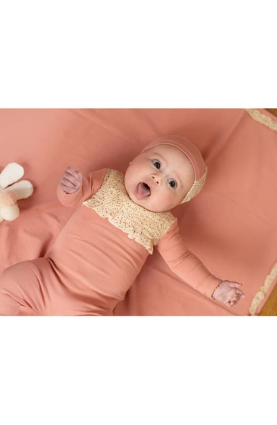 Maniere Speckled Smocked Cotton Blend Footie In Pink