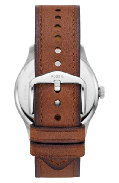 Shop Fossil Dayliner Leather Strap Watch, 42mm In Luggage