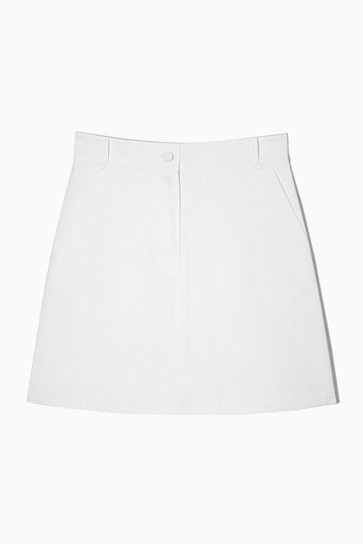 Cos Seersucker A-line Mini Skirt In White | ModeSens