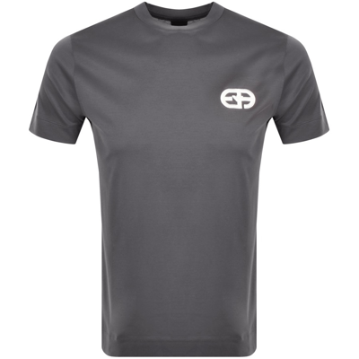 Shop Armani Collezioni Emporio Armani Crew Neck Logo T Shirt Grey