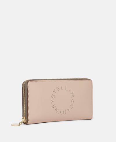Shop Stella Mccartney Logo Continental Wallet  In Blush