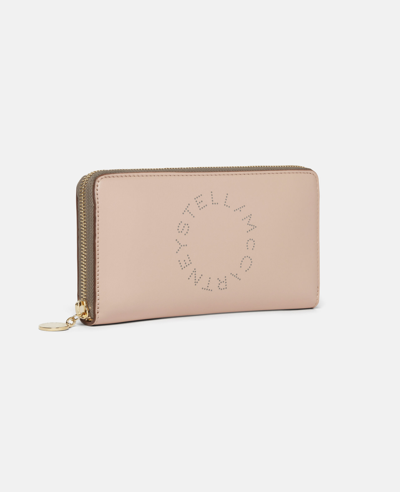 Shop Stella Mccartney Logo Continental Wallet  In Blush