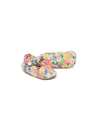 Shop Bonpoint All-over Floral-print Crib Shoes In Green