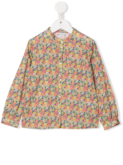 Shop Bonpoint Floral-print Long-sleeve Blouse In Pink