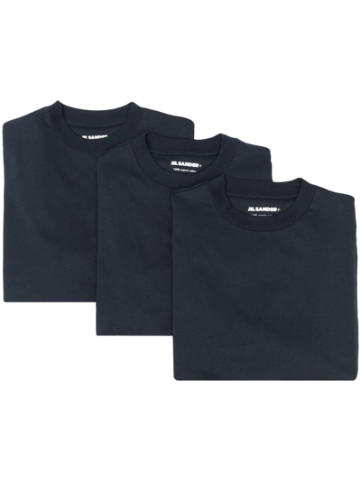 Shop Jil Sander Logo-patch T-shirt (pack Of 3) In Blue