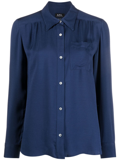 Shop Apc Capucine Long-sleeve Shirt In Blue