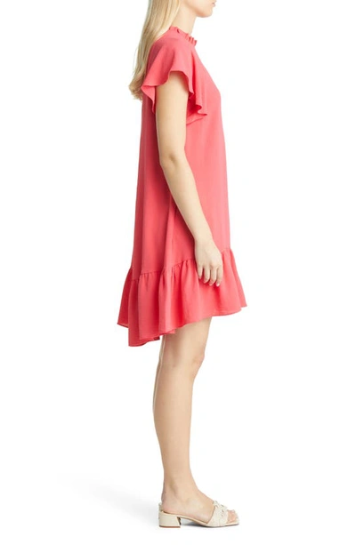 Shop Julia Jordan Flutter Sleeve Ruffle Hem Dress In Coral